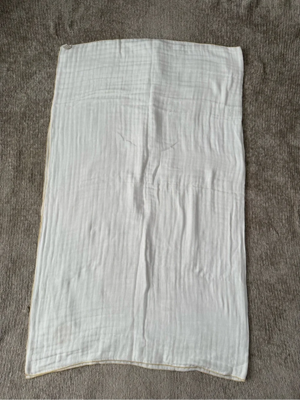 Chanel Beauté White Gold Embroidered Cotton Gauze Scarf Wrap Made In France